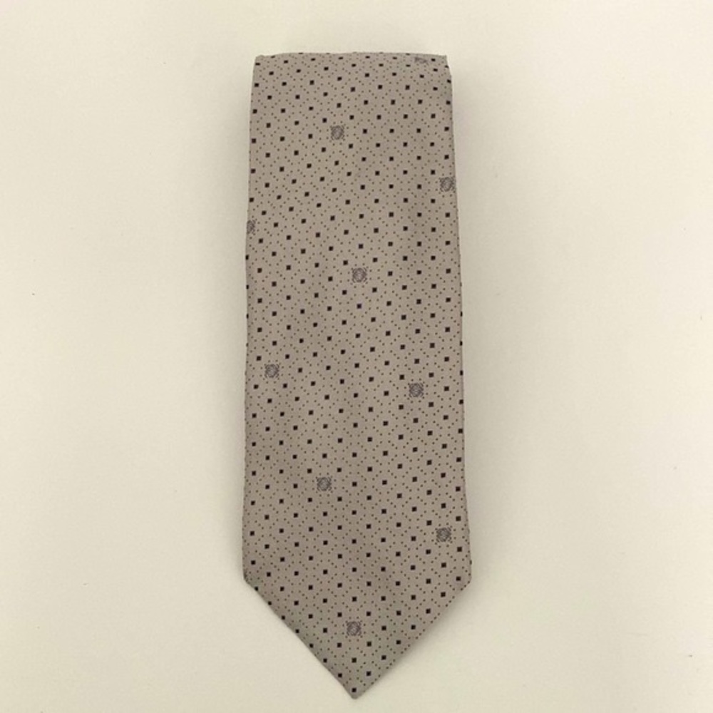 Loewe Madrid 1846 White Silver Dot / Logo Silk Tie 👔